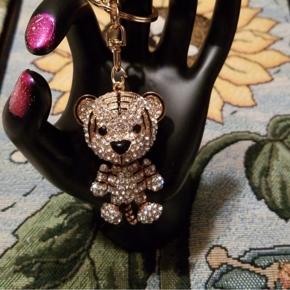 UNBRANDED TIGER Rhinestone Handbag / Purse Charm Accessory Gold - Picture 11 of 12